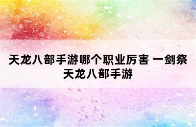 天龙八部手游哪个职业厉害 一剑祭天龙八部手游